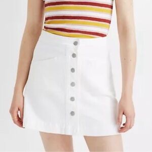 Madewell white denim button front skirt